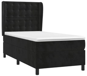 Giroletto a molle con materasso nero 90x200 cm in velluto