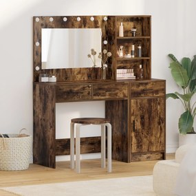 Set di 2 pezzi per la toeletta con led in rovere affumicato in legno ingenerizzato