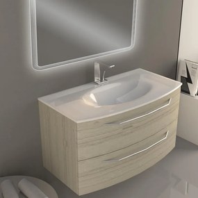 Mobile sottolavabo e lavabo Lyla rovere sbiancato L 100 x H 55 x P 51 cm