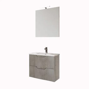 Mobile da bagno sospeso moderno con lavabo 62 cm a 2 cassetti cemento chiaro