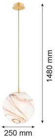 Argon 8447 - Lampadario a sospensione con filo ALMIROS 1xE27/15W/230V diametro 25 cm alabastro oro