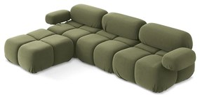Divano angolare componibile verde chiaro con rivestimento in velluto Lokua – Makamii