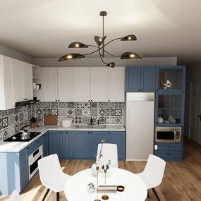 Lampadario a Sospensione in Acciaio e Tessuto LOTUS 6 Nero 6xE14 Colore del corpo Nero e Oro