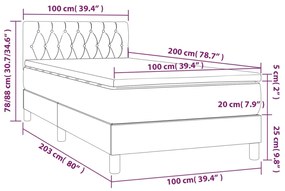 Giroletto a Molle con Materasso Verde Scuro 100x200 cm Velluto