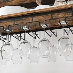 Scaffale multifunzionale per bottiglie e bicchieri NAVARO, marrone/nero