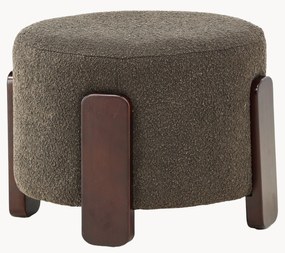 Sgabello imbottito in bouclé con piedini in legno Coffey