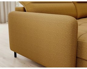 Divano angolare giallo allungabile/con contenitore (con penisola a destra/a U) e rivestimento in velluto Berrto – ELTAP