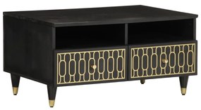 Tavolino Da Salotto 80x54x40 Cm İn Legno Massello Di Mango /
