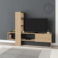 Mobile TV 1 Anta 180x38x138 cm in MDF Troya Rovere Antracite