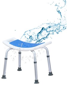 Costway Panca da doccia regolabile con sedile imbottito e maniglia integrata, Sedile da vasca per anziani supporta fino a 150kg