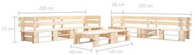 Set divani da giardino con pallet 6 pz in legno naturale