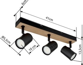 Globo 57911-3BW - Faretto ROBBY 3xGU10/35W/230V nero/marrone
