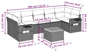 Set Divani da Giardino con Cuscini 8 pz Nero in Polyrattan