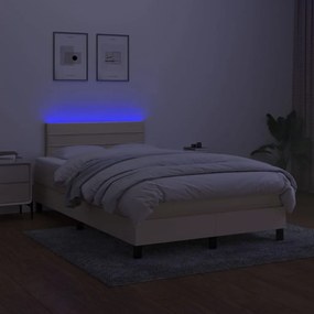 Letto a Molle con Materasso e LED Crema 120x200cm in Tessuto