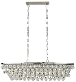 Lampadario Contemporaneo Michelle Acciaio Cromo Vetro 5 Luci E27