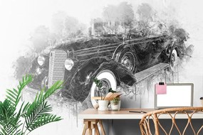 Carta da parati autoadesiva – Auto d'epoca in bianco e nero