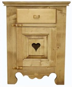 Comodino 1 anta con cuore e 1 cassetto cerniere in legno - LM-C190bis PROMO