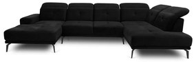 Divano angolare nero (con penisola a destra/a U) e rivestimento in velluto Bretan – ELTAP