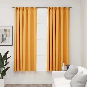 Tende Oscuranti Con Ganci Effetto Lino 2 Pz Gialle 140x175 Cm /