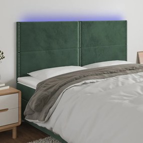 Testiera A Led Verde Scuro 200x5x118/128 Cm İn Velluto /