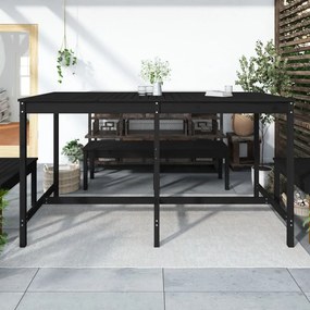 Tavolo da giardino nero 203,5x90x110 cm legno massello di pino