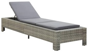 Lettino prendisole con cuscino in polyrattan grigio