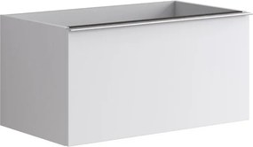 Mobile da bagno sospeso sotto lavabo Pixel plain 2 cassetti L 80 x H 40 x P 45.5 cm bianco laccato opaco, con maniglia alluminio brillante