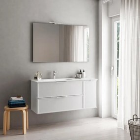 Mobile sottolavabo e lavabo Quadra bianco in mdf L 120 x H 57 x P 46 cm 1 vasca, 1 anta 2 cassetti