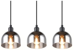 Lampadario nero/argentato con paralume in vetro Molly – Reality