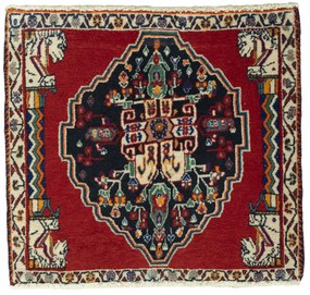 Shiraz Tappeto 60x60 Rosso (Iran) Annodato A Mano