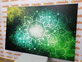 Quadro su tela – Mandala con sfondo galattico in sfumature di verde