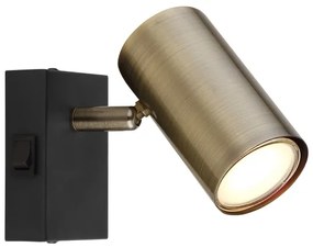 Globo 57911-1M - Faretto da parete ROBBY 1xGU10/25W/230V nero/ottone