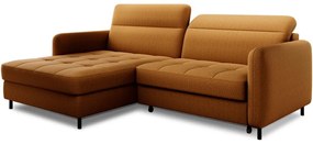 Divano angolare giallo allungabile/con contenitore (con penisola a sinistra/con chaise lounge) e rivestimento in velluto Gomsi – ELTAP