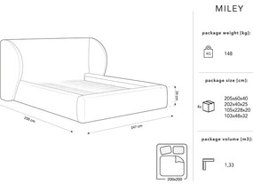 Letto matrimoniale imbottito beige con contenitore con griglia 200x200 cm Miley - Micadoni Home
