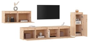 Mobili porta tv 4 pz in legno massello di pino