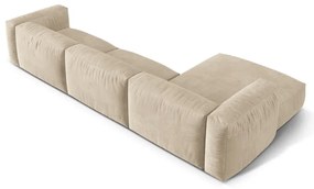 Divano angolare componibile beige (con penisola a sinistra/con chaise lounge) con rivestimento in velluto Martina – Micadoni
