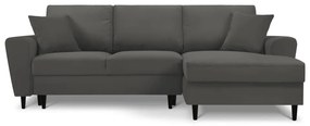 Divano angolare grigio scuro allungabile e con contenitore (con penisola a destra/con chaise lounge) con rivestimento in velluto a coste Kyoto – Cosmopolitan Design