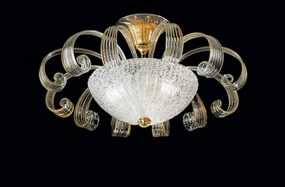 Plafoniera 3 luci  cristallo/ambra in vetro di Murano - 996/55 - Vetrilamp