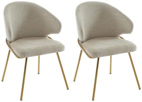 Sedia in Tessuto e Metallo Dorato Beige - Lotto di 2 - LUXIVA