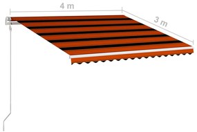 Tenda da Sole Retrattile Automatica 400x300 cm Arancione e Marrone