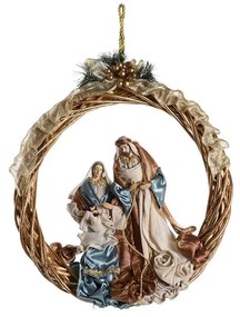 Presepe di Natale DKD Home Decor Azzurro Dorato Corona 30 x 5 x 30 cm 50 x 10 x 57 cm