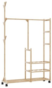 Appendiabiti Con Ripiani E Ruote 100x38x175,5 Cm İn Bambù /