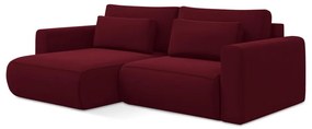 Divano angolare burgundy allungabile/con contenitore (con penisola a sinistra/con chaise lounge) con rivestimento in velluto Kapua – Makamii