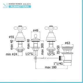 Batteria bidet Paffoni Iris a 3 fori con piletta di scarico inclusa