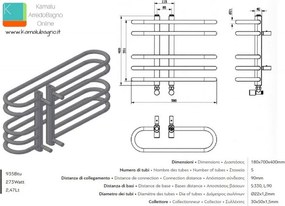 Kamalu - Scalda salviette termoarredo 700x400mm finitira nera opaca | KAM-379N