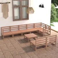 Set Divani da Giardino 9 pz Miele in Legno Massello di Pino 3075622