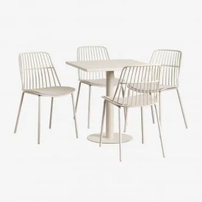 Set Tavolo Quadrato Mizzi 70x70 Cm E 4 Sedie Da Giardino Maeba Tapioca Beige - Sklum