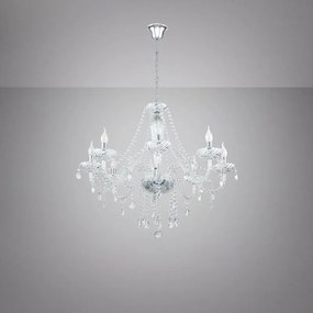 Lampadario Neoclassico Basilano 1 nichel senza paralume 8xE14 Max 40W ø82cm EGLO