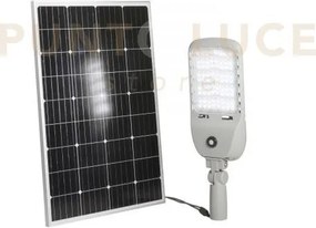 Faro solare stradale led iperion silver 50w 9000lm 4000k pannello s...
