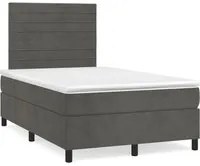 Letto a Molle Materasso e LED Grigio Scuro 120x190cm in Velluto 3270318